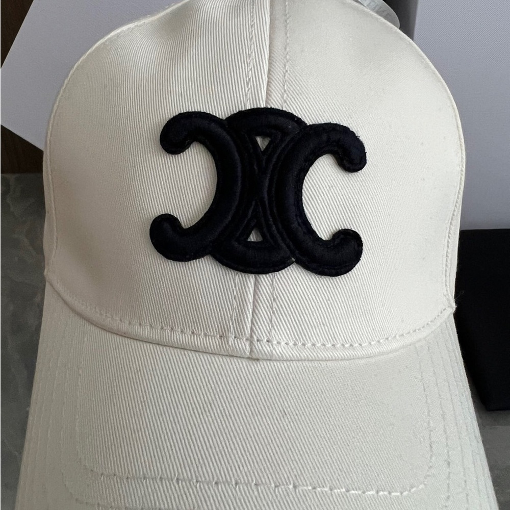 Celine Triomphe unisex Adjustable Baseball Cap Hat in white - Picture 6 of 7